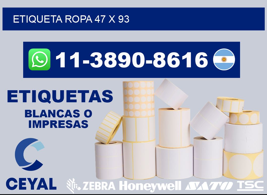 etiqueta ropa 47 x 93