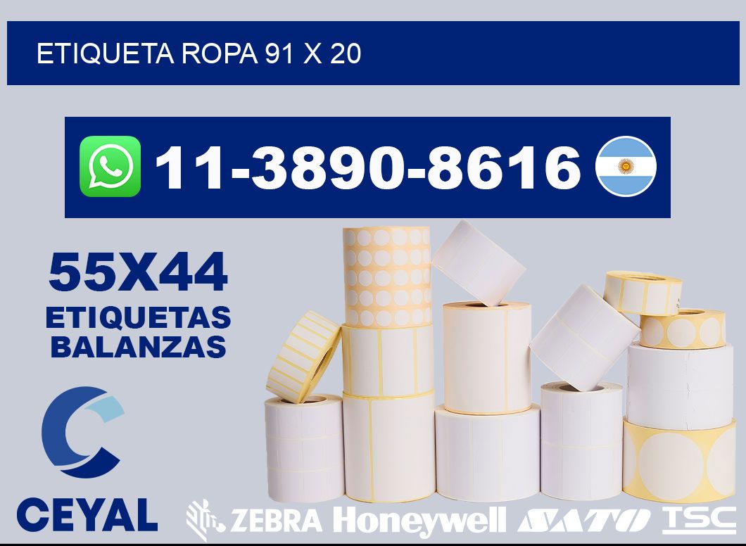 etiqueta ropa 91 x 20