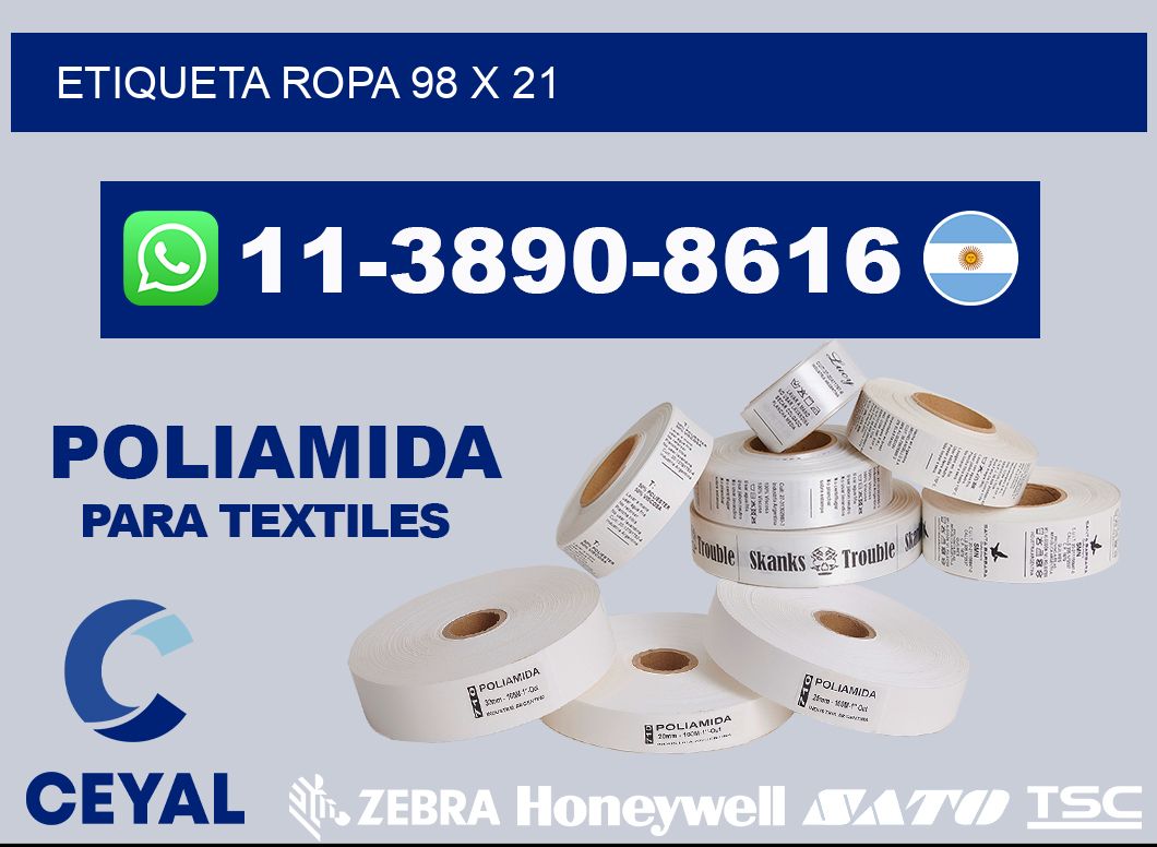 etiqueta ropa 98 x 21