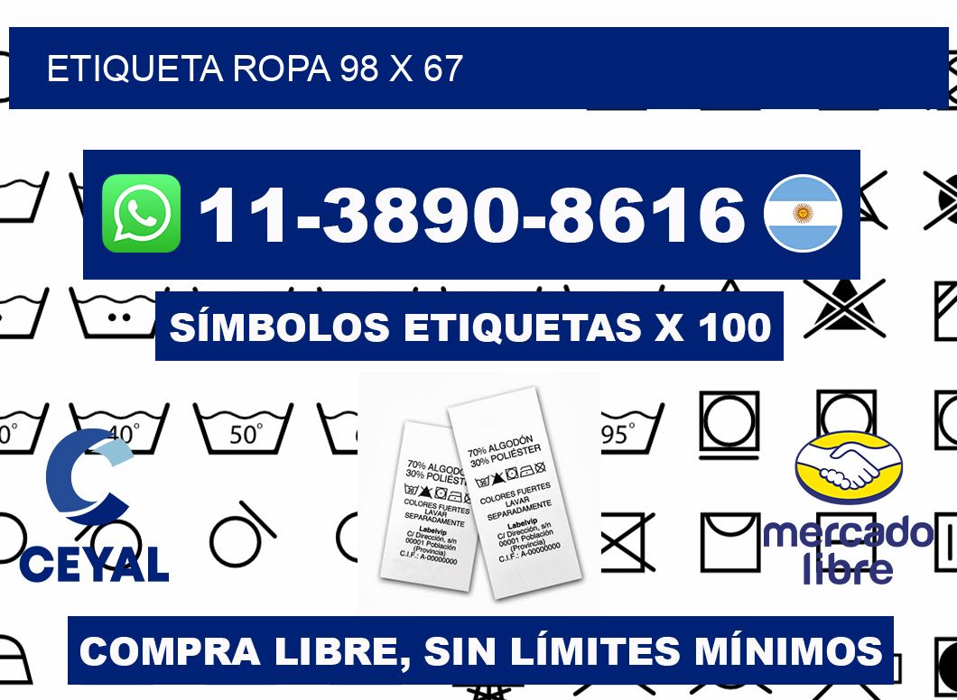 etiqueta ropa 98 x 67