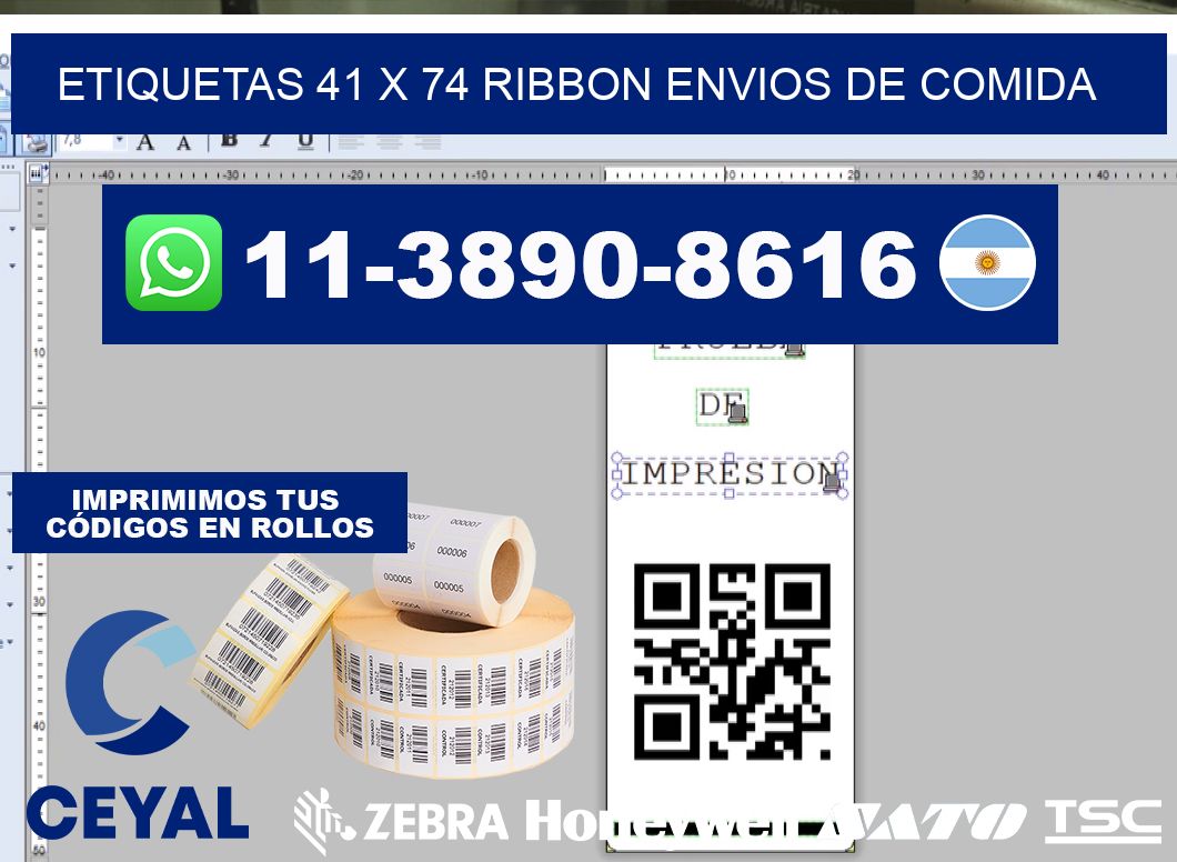 etiquetas 41 x 74 ribbon envios de comida