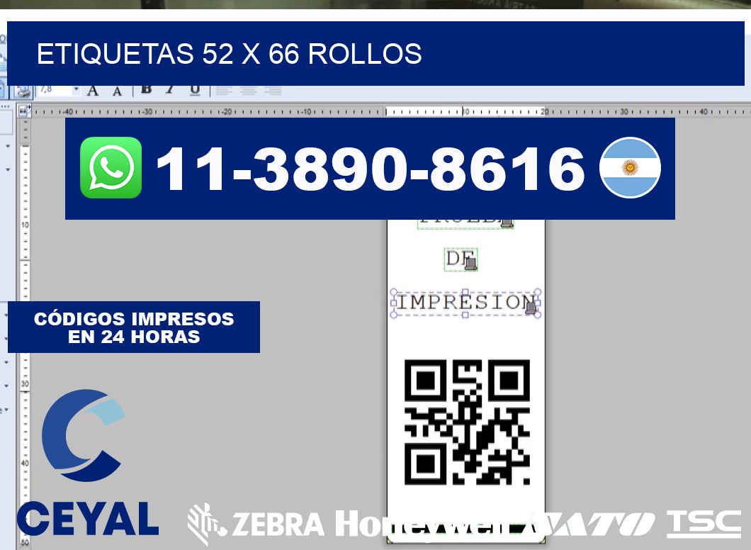 etiquetas 52 x 66 rollos