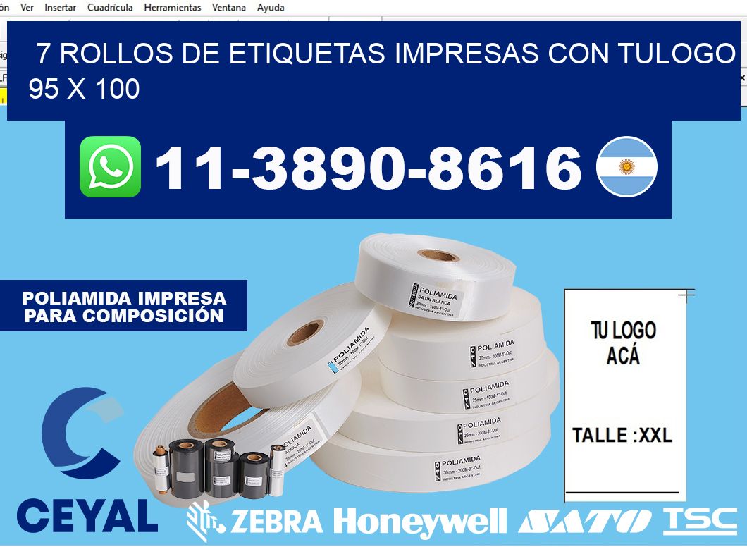 7 rollos de etiquetas impresas con tulogo 95 x 100