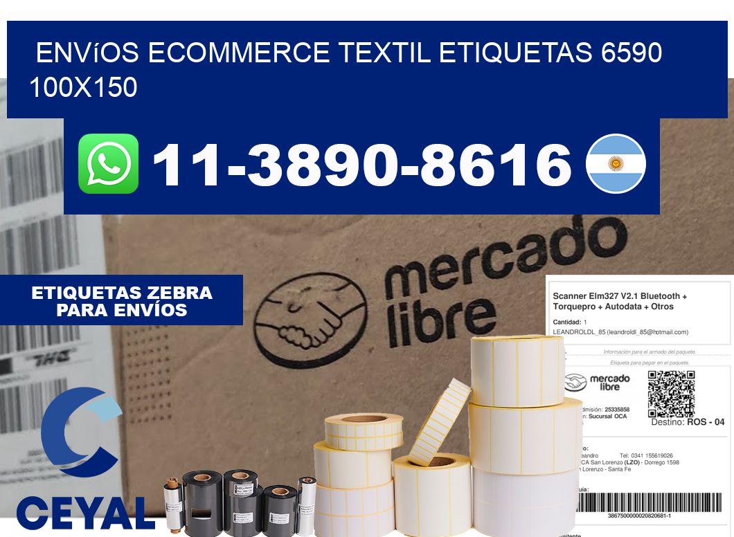 Envíos Ecommerce textil etiquetas 6590 100x150