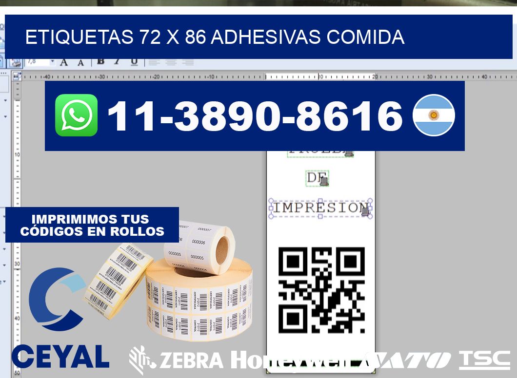 etiquetas 72 x 86 adhesivas comida
