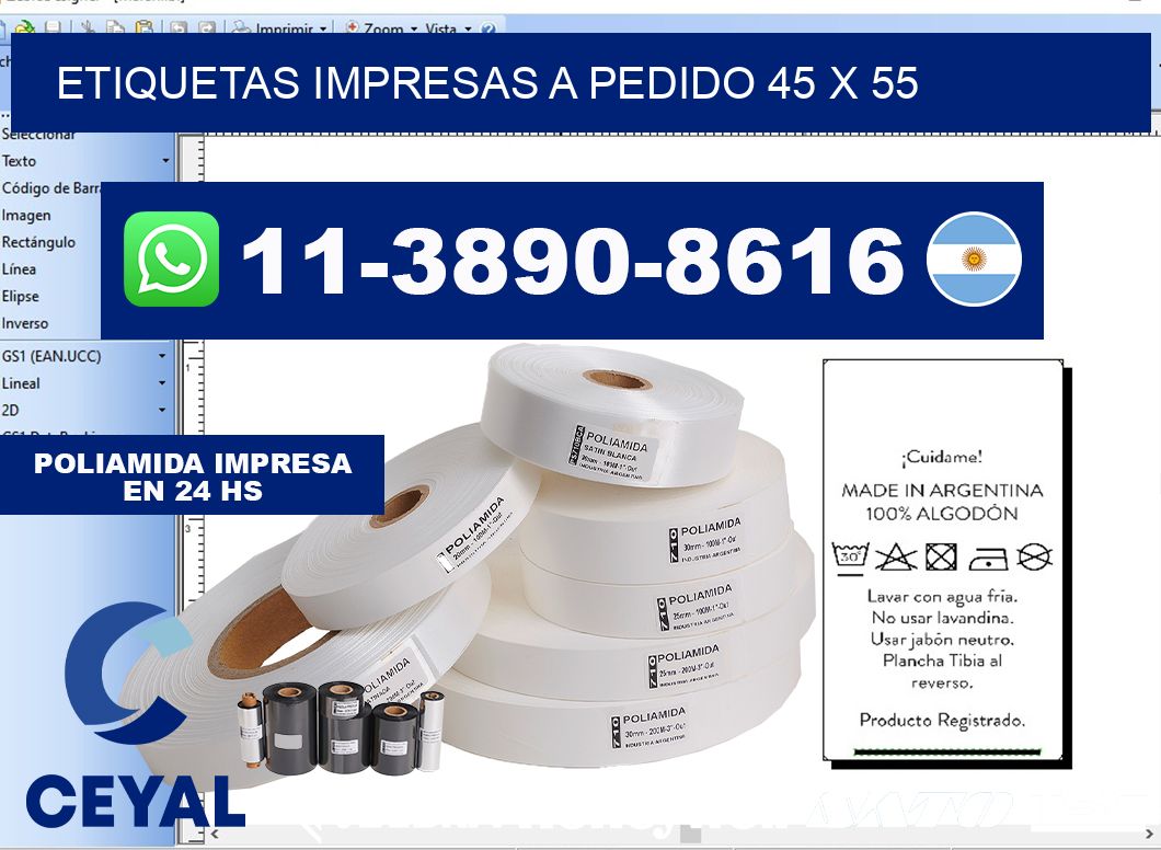 etiquetas impresas a pedido 45 x 55