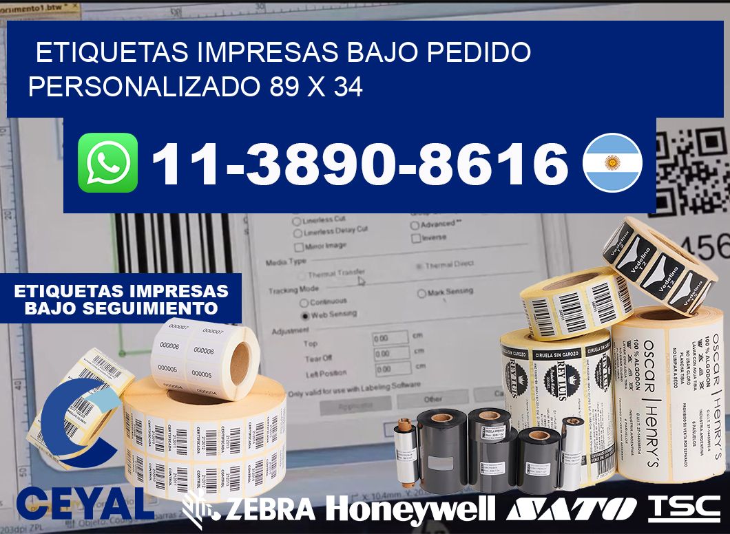 etiquetas impresas bajo pedido personalizado 89 x 34