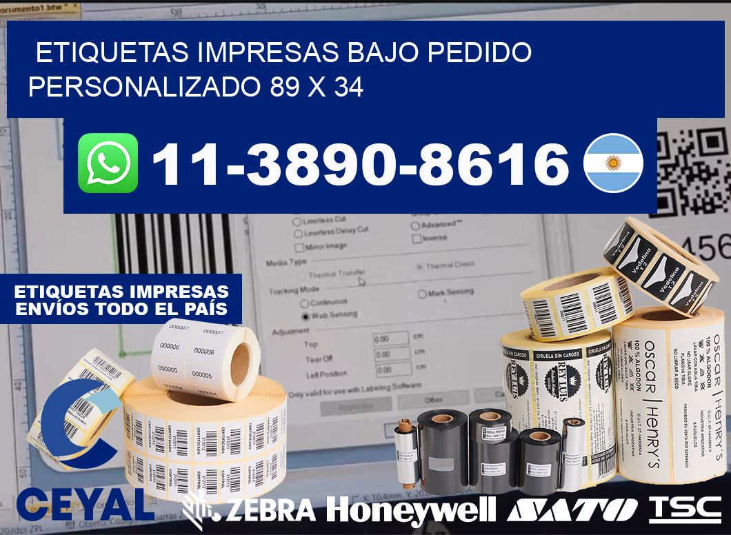 etiquetas impresas bajo pedido personalizado 89 x 34