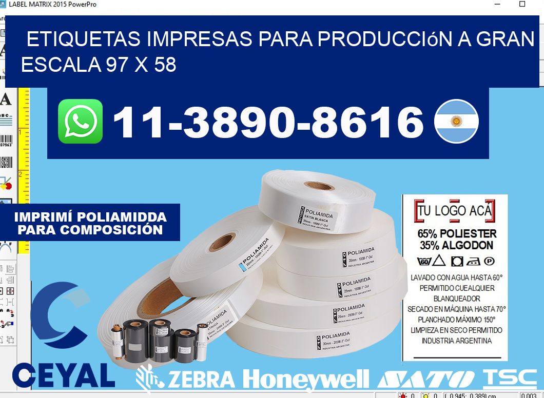 etiquetas impresas para producción a gran escala 97 x 58