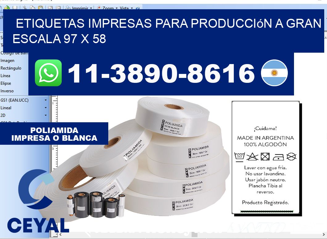 etiquetas impresas para producción a gran escala 97 x 58