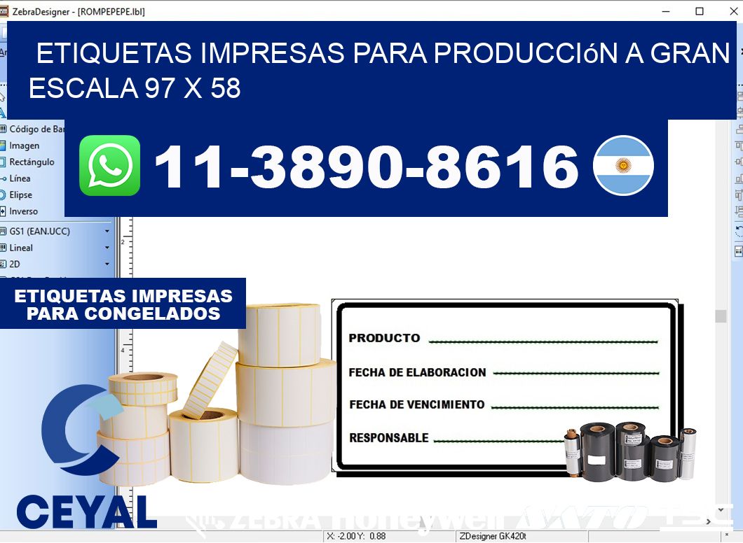 etiquetas impresas para producción a gran escala 97 x 58