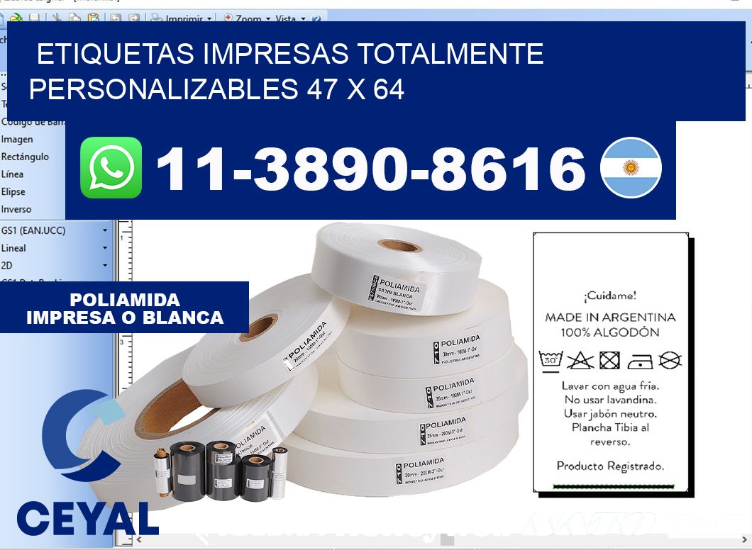 etiquetas impresas totalmente personalizables 47 x 64