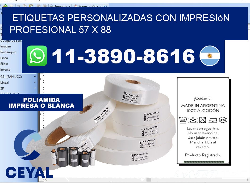 etiquetas personalizadas con impresión profesional 57 x 88