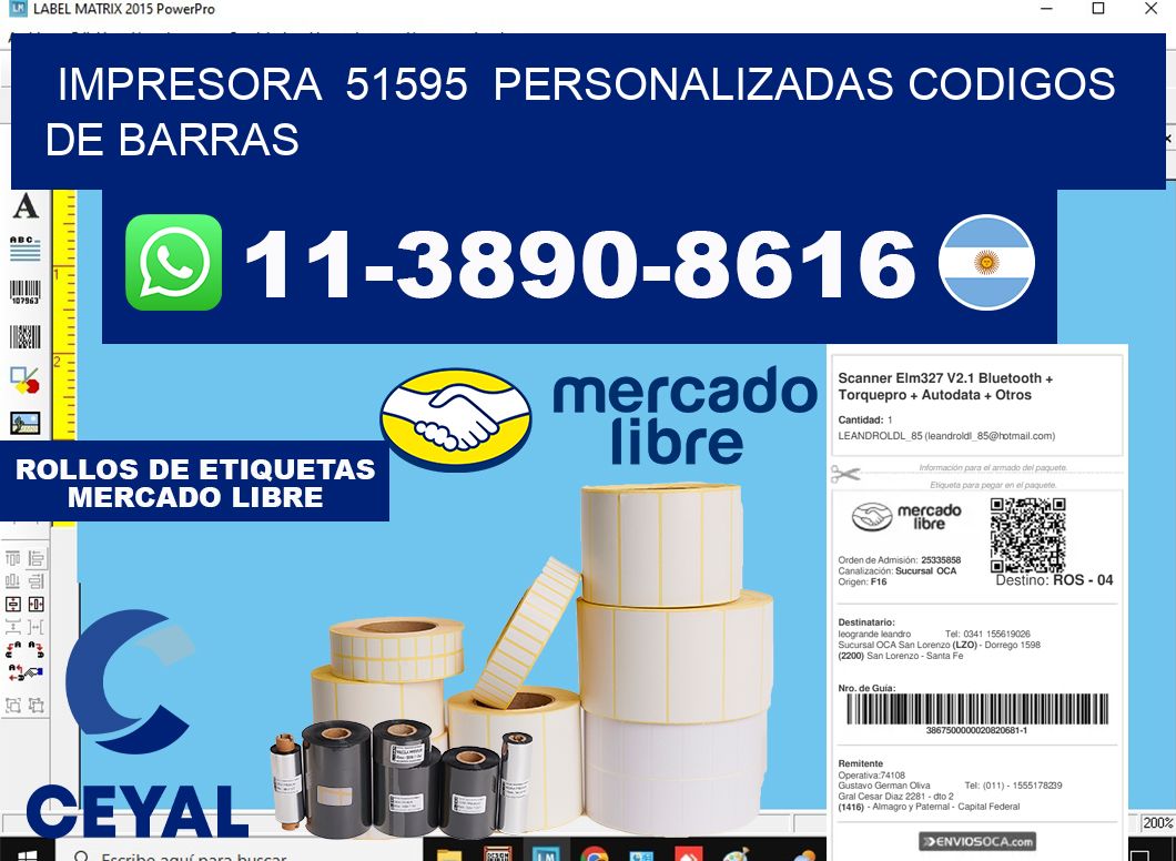 impresora  51595  personalizadas codigos de barras