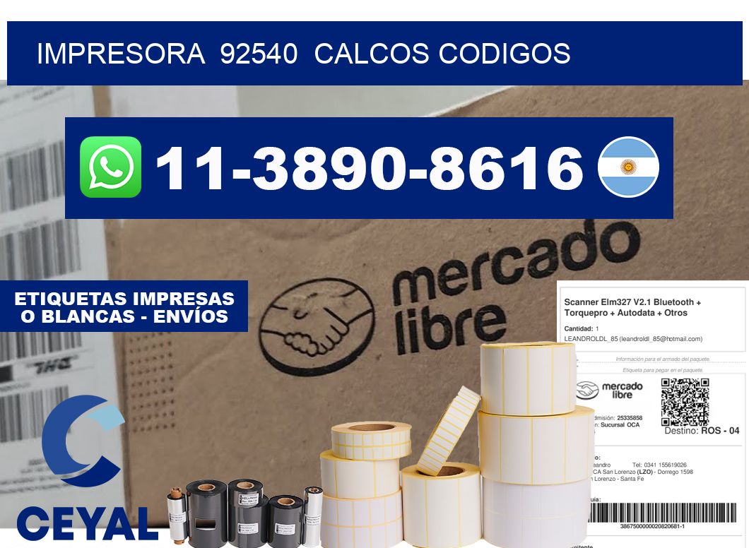 impresora 92540 calcos codigos