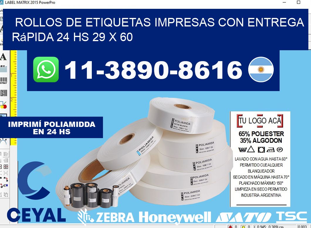 rollos de etiquetas impresas con entrega rápida 24 hs 29 x 60