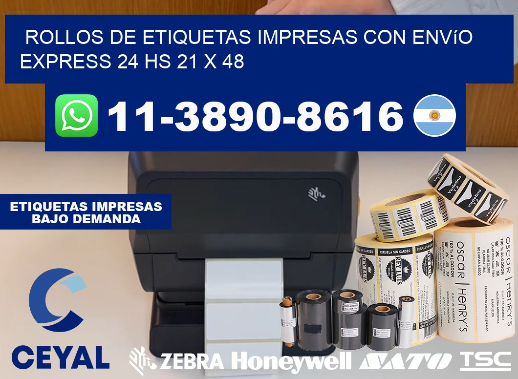 rollos de etiquetas impresas con envío express 24 hs 21 x 48