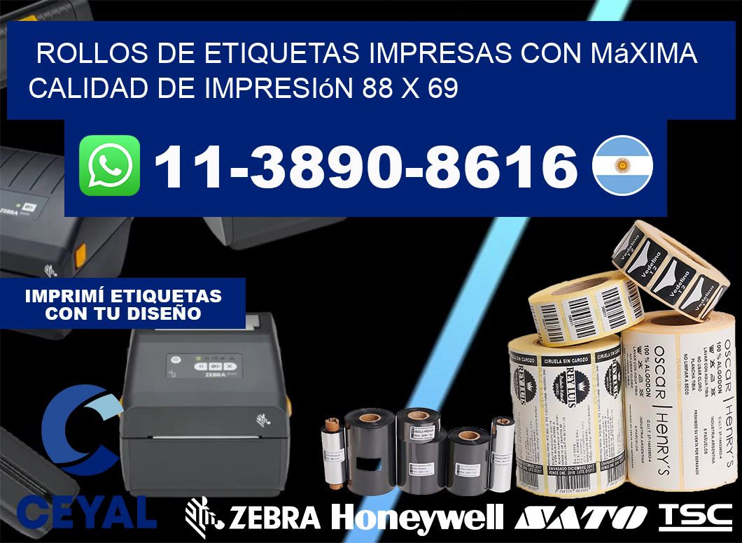rollos de etiquetas impresas con máxima calidad de impresión 88 x 69