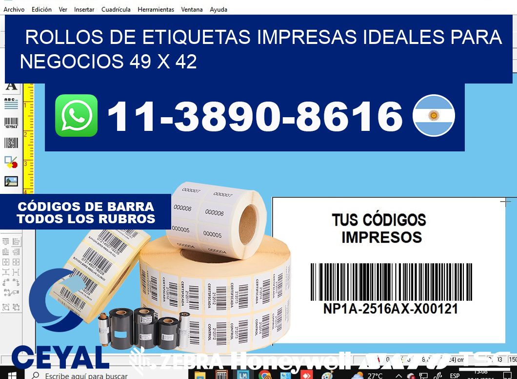 rollos de etiquetas impresas ideales para negocios 49 x 42