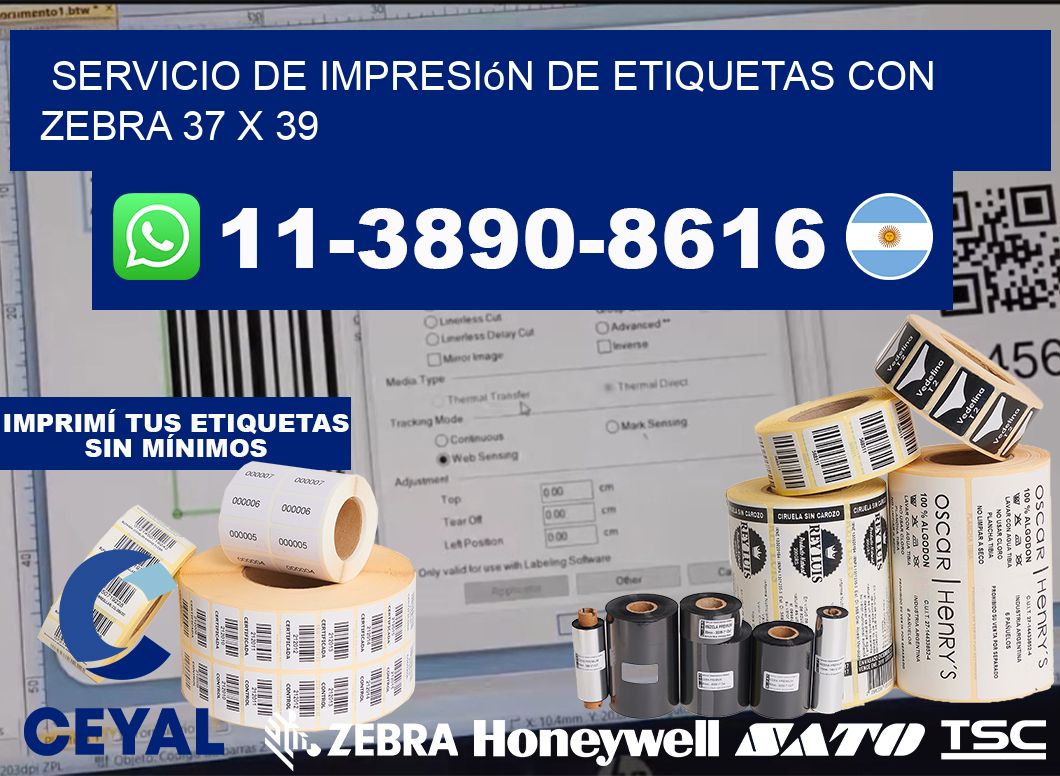 servicio de impresión de etiquetas con Zebra 37 x 39