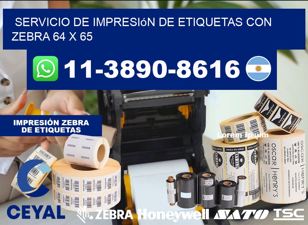 servicio de impresión de etiquetas con Zebra 64 x 65