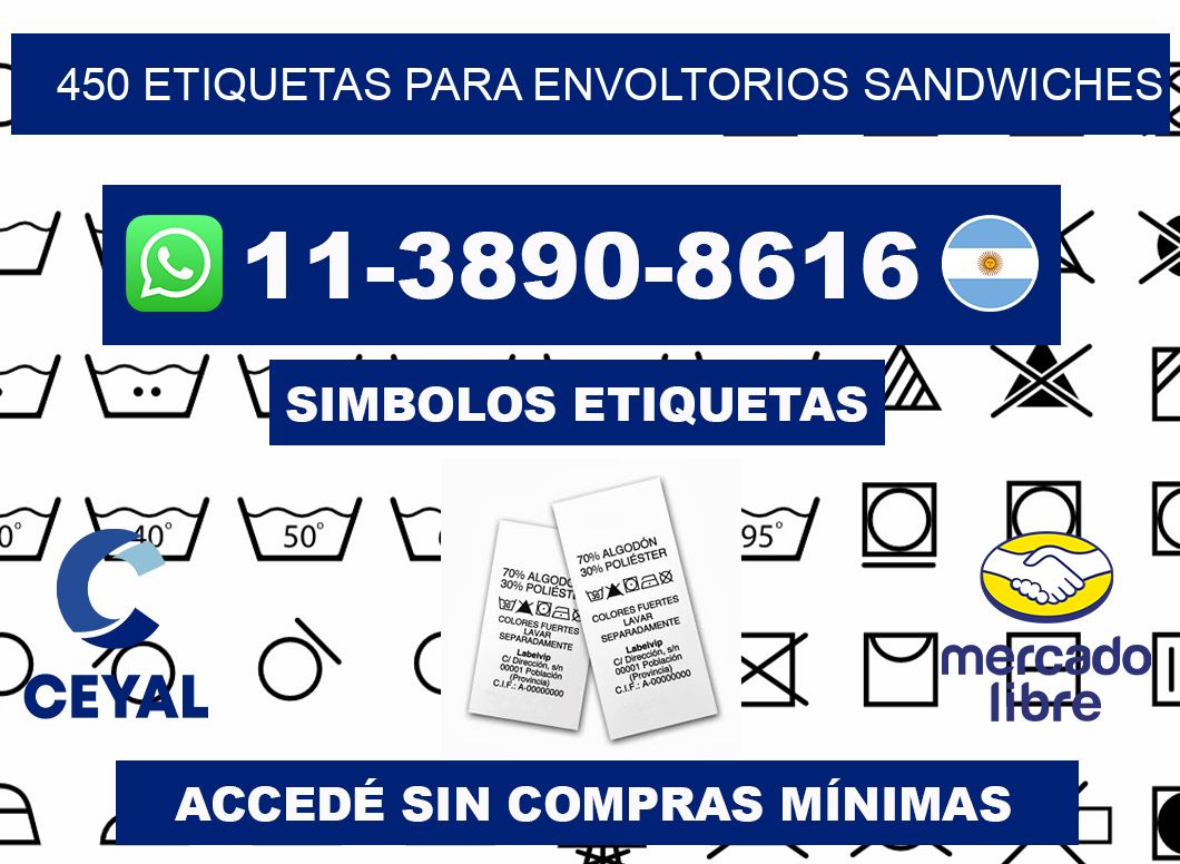 450 etiquetas para envoltorios sandwiches