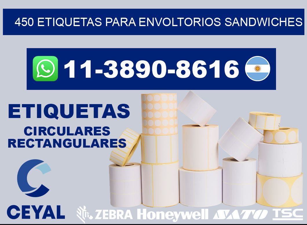 450 etiquetas para envoltorios sandwiches