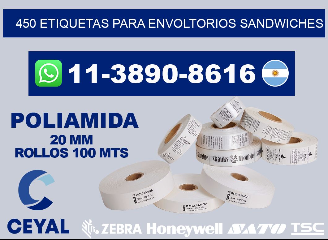 450 etiquetas para envoltorios sandwiches