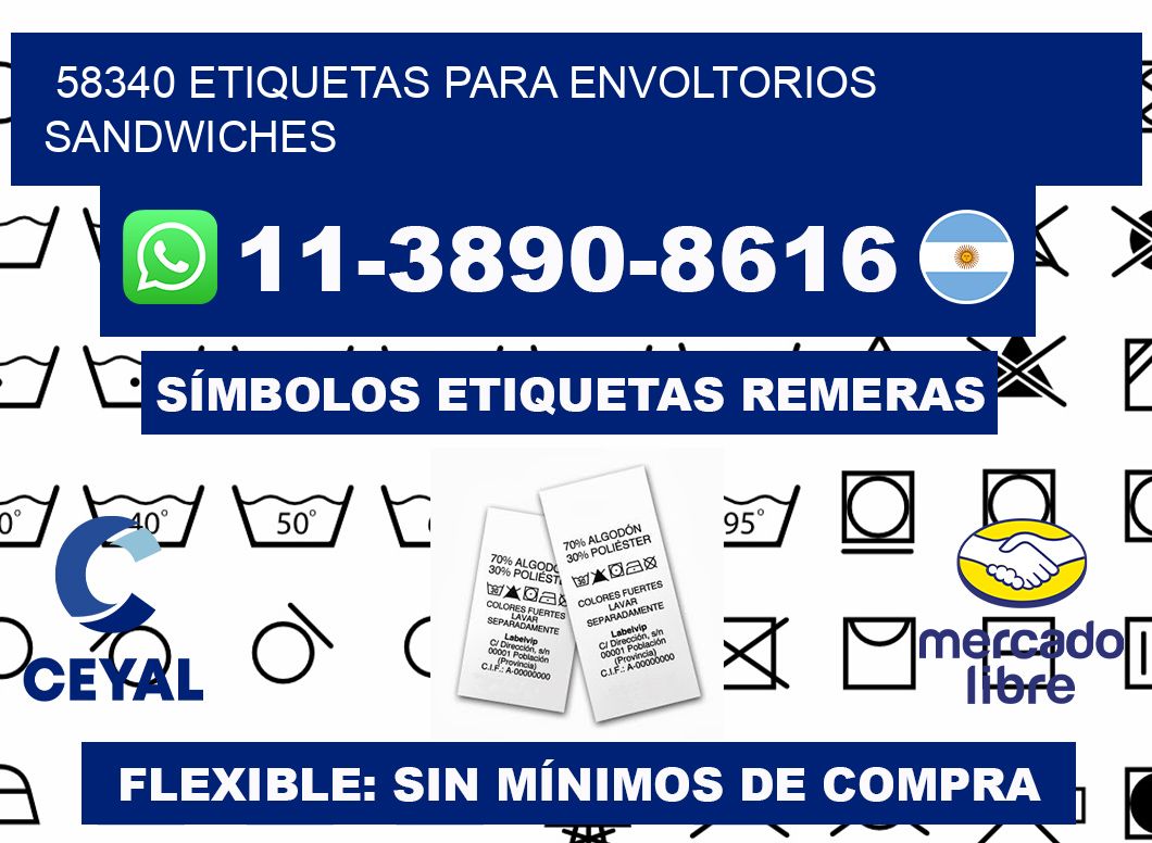 58340 etiquetas para envoltorios sandwiches