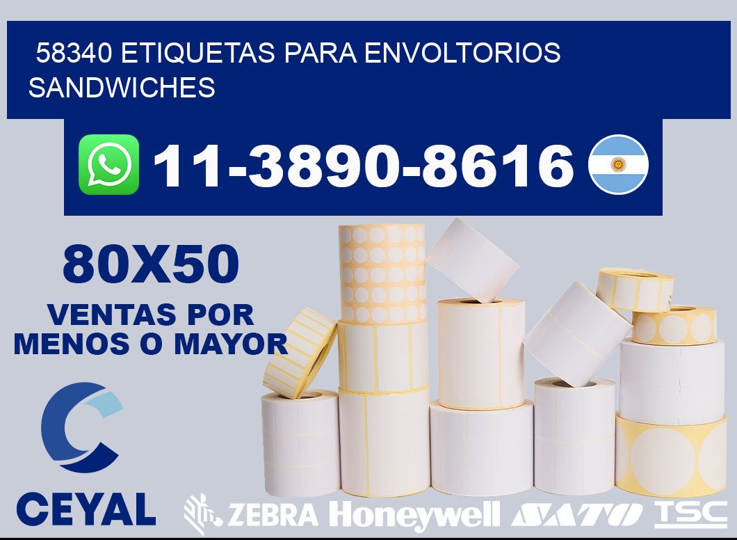 58340 etiquetas para envoltorios sandwiches