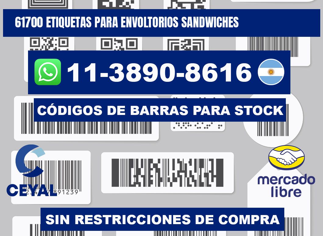 61700 etiquetas para envoltorios sandwiches
