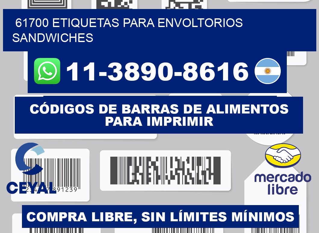 61700 etiquetas para envoltorios sandwiches