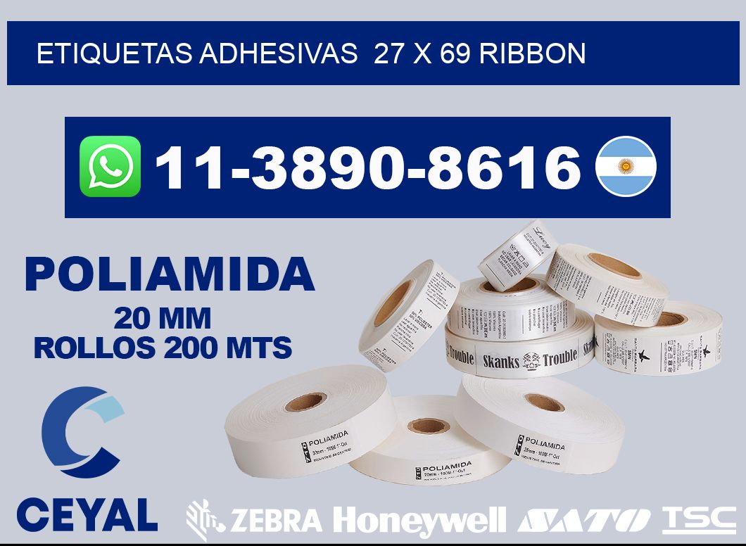 Etiquetas adhesivas 27 x 69 ribbon