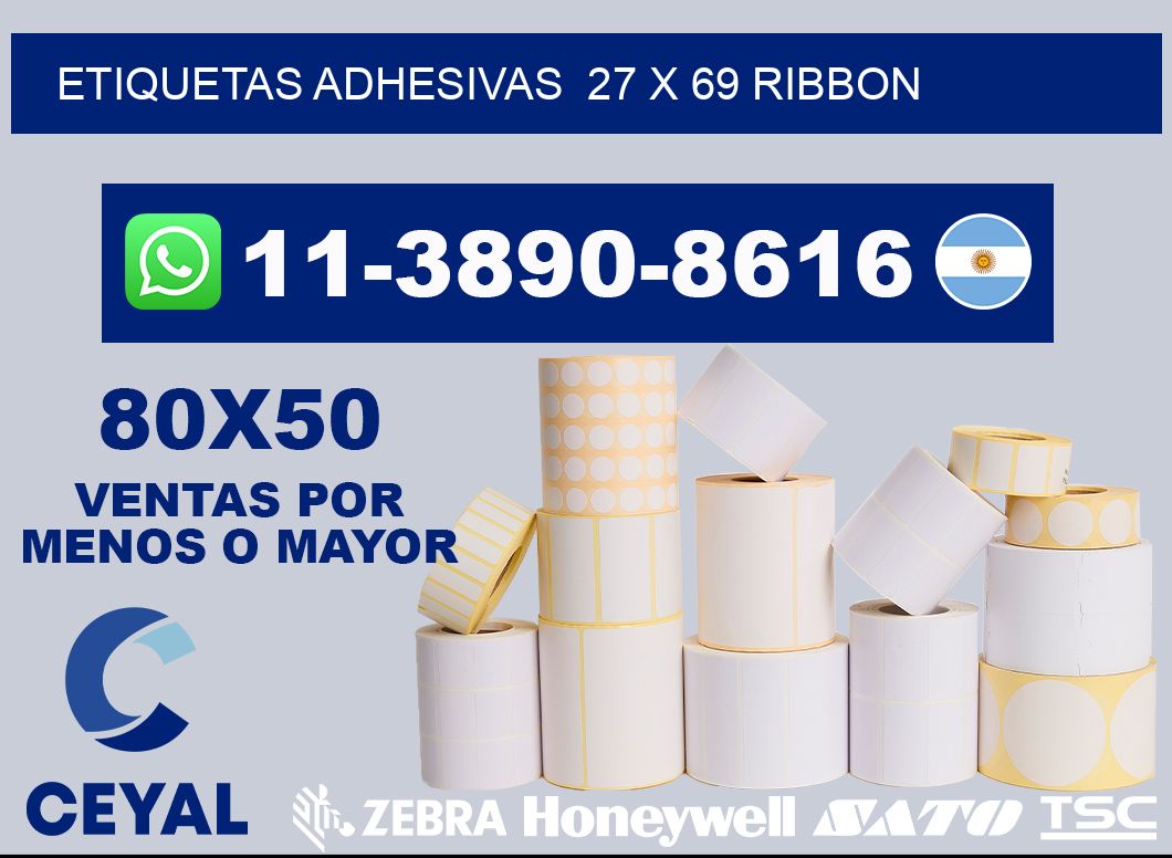Etiquetas adhesivas 27 x 69 ribbon