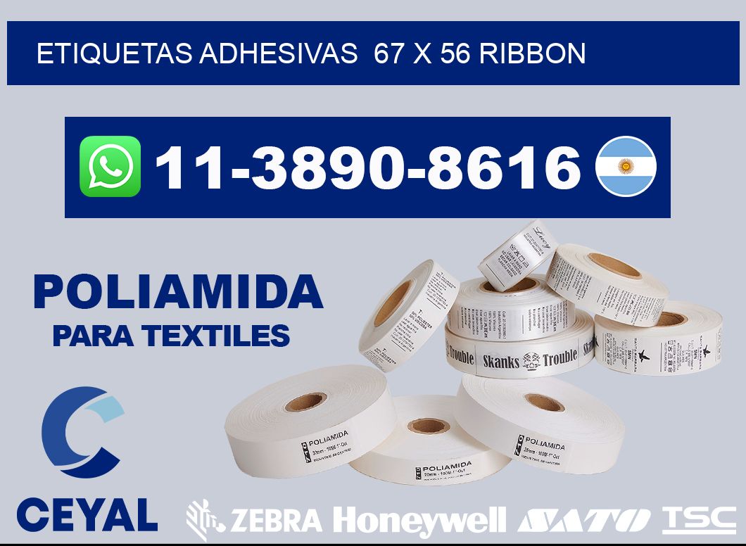 Etiquetas adhesivas  67 x 56 ribbon