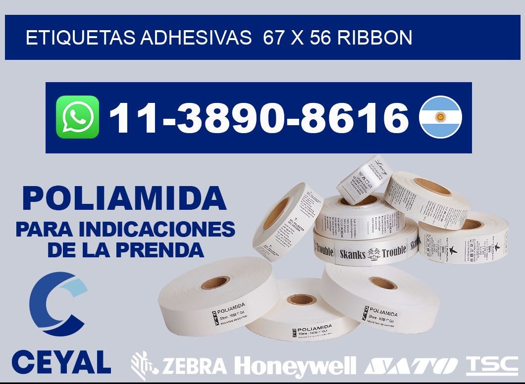 Etiquetas adhesivas  67 x 56 ribbon