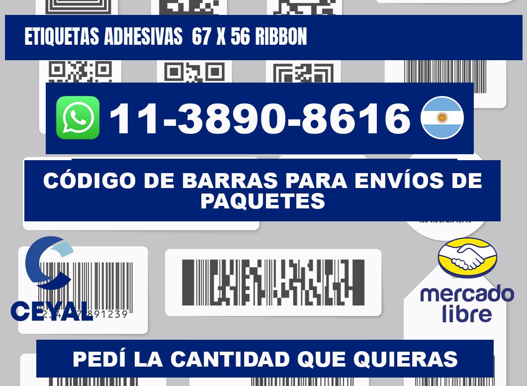 Etiquetas adhesivas  67 x 56 ribbon