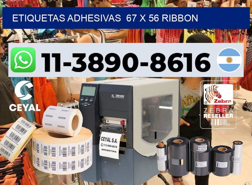 Etiquetas adhesivas  67 x 56 ribbon