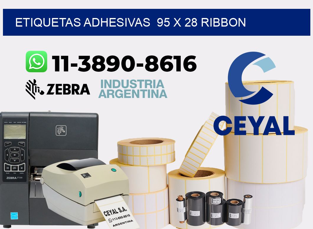 Etiquetas adhesivas  95 x 28 ribbon