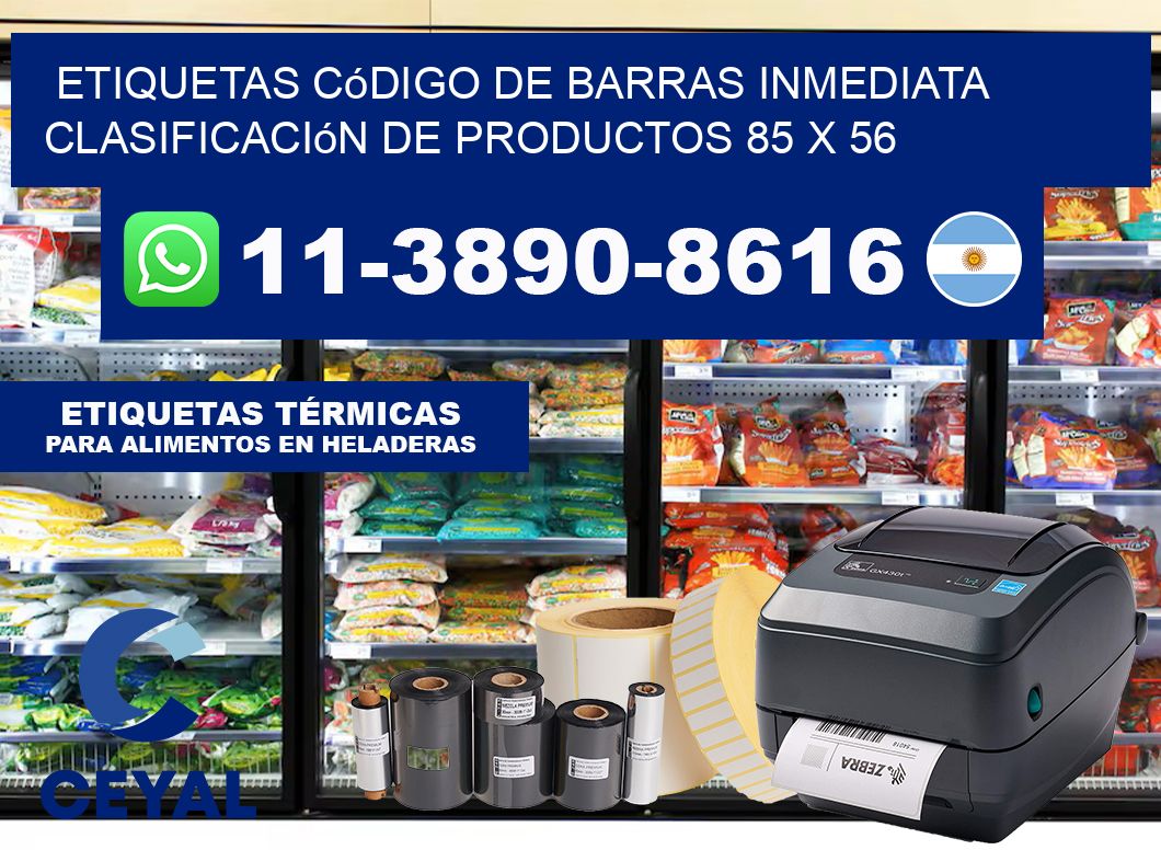 Etiquetas código de barras inmediata clasificación de productos 85 x 56