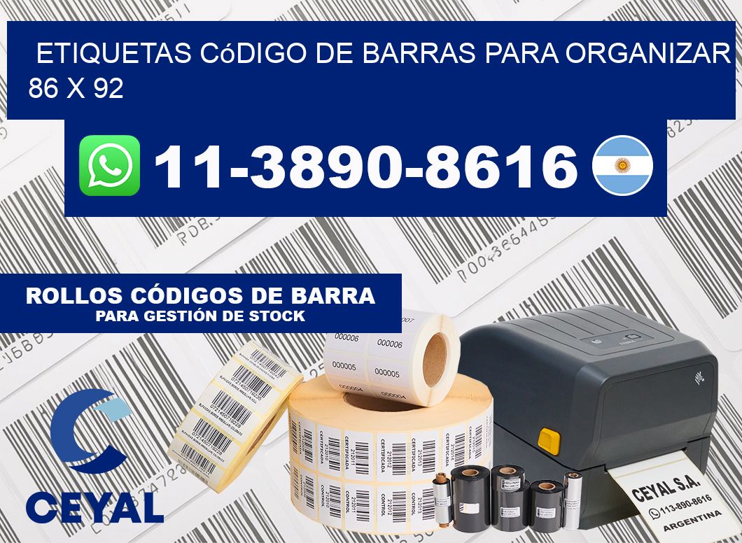 Etiquetas código de barras para organizar 86 x 92