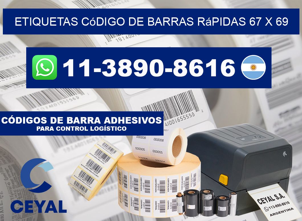 Etiquetas código de barras rápidas 67 x 69