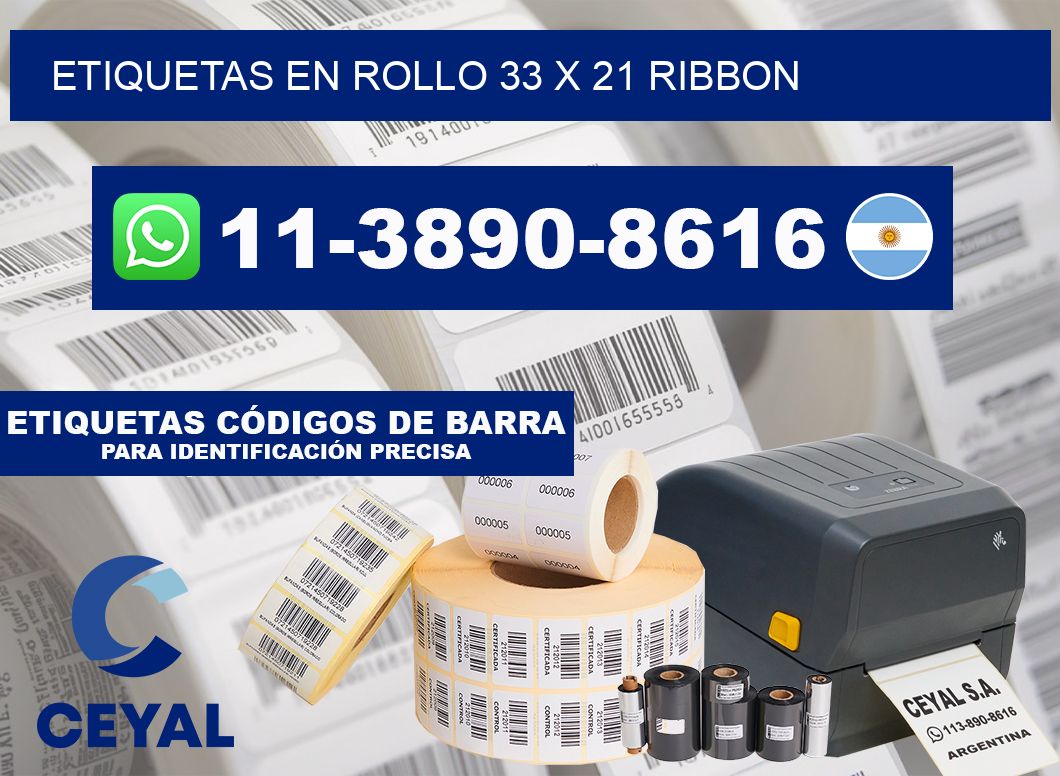 Etiquetas en rollo 33 x 21 ribbon
