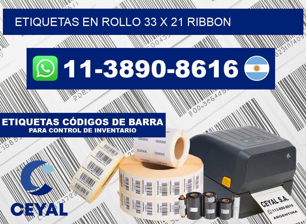 Etiquetas en rollo 33 x 21 ribbon