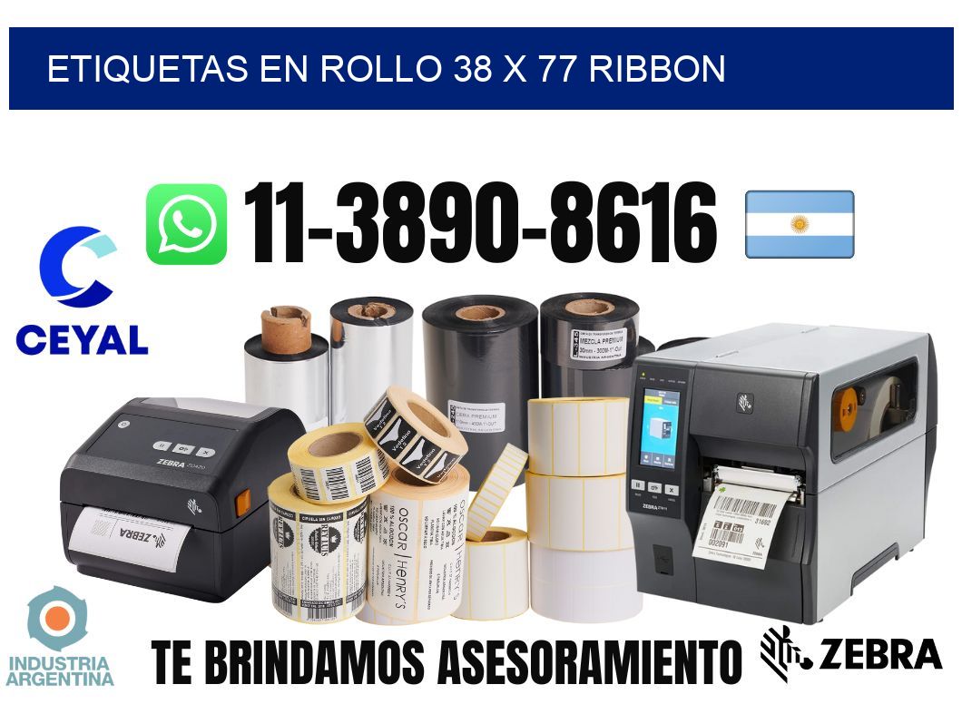 Etiquetas en rollo 38 x 77 ribbon