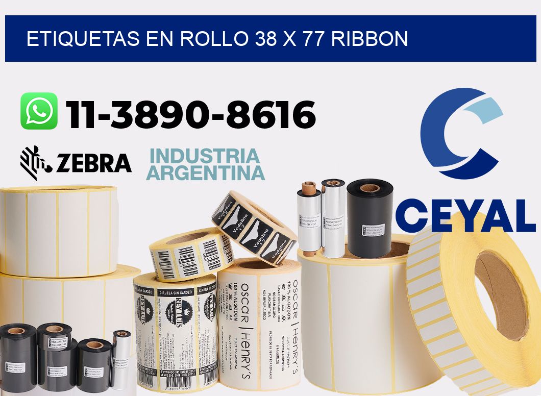 Etiquetas en rollo 38 x 77 ribbon