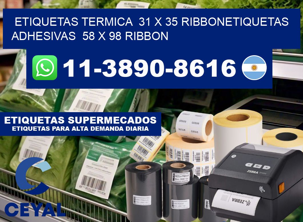 Etiquetas termica 31 x 35 ribbonEtiquetas adhesivas 58 x 98 ribbon