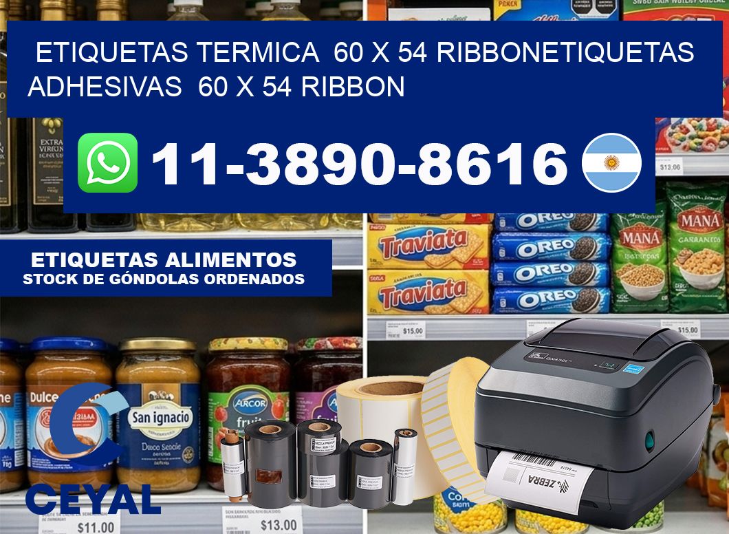 Etiquetas termica  60 x 54 ribbonEtiquetas adhesivas  60 x 54 ribbon