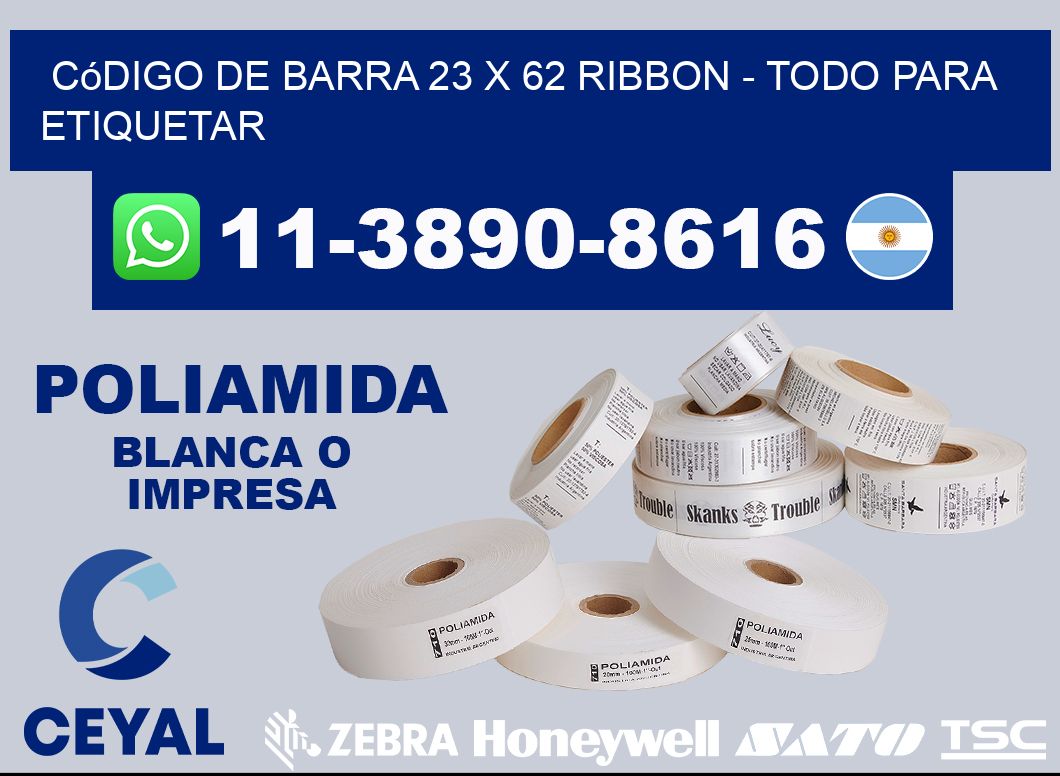 código de barra 23 x 62 ribbon - Todo para Etiquetar