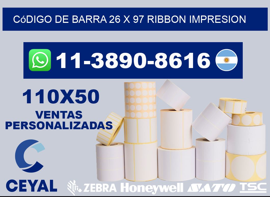 código de barra 26 x 97 ribbon impresion